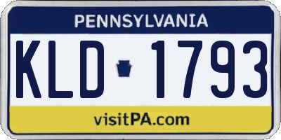 PA license plate KLD1793