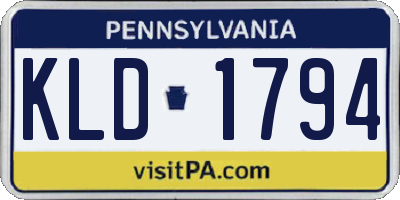PA license plate KLD1794