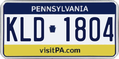 PA license plate KLD1804