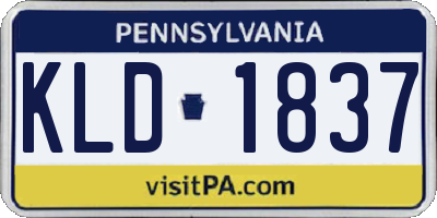 PA license plate KLD1837