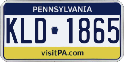 PA license plate KLD1865