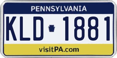 PA license plate KLD1881