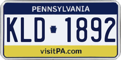 PA license plate KLD1892