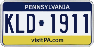 PA license plate KLD1911