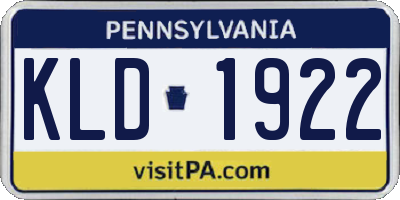 PA license plate KLD1922