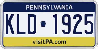 PA license plate KLD1925