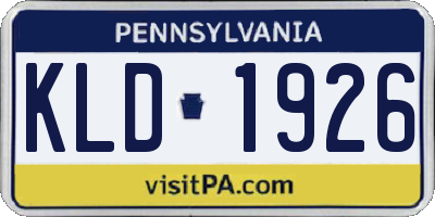 PA license plate KLD1926