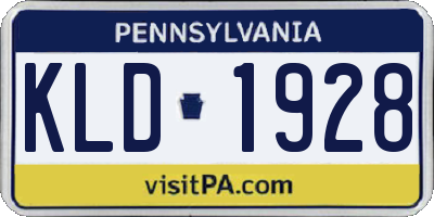 PA license plate KLD1928