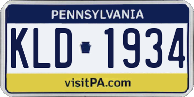 PA license plate KLD1934