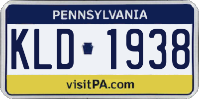 PA license plate KLD1938