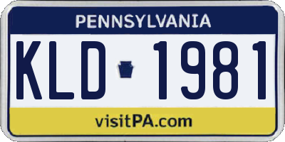 PA license plate KLD1981