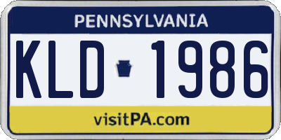 PA license plate KLD1986