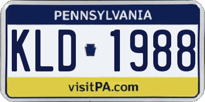 PA license plate KLD1988