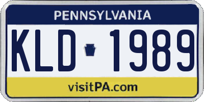 PA license plate KLD1989