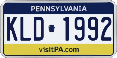 PA license plate KLD1992