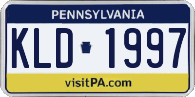 PA license plate KLD1997