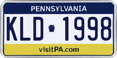 PA license plate KLD1998
