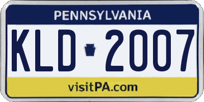 PA license plate KLD2007