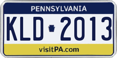 PA license plate KLD2013