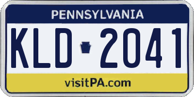PA license plate KLD2041