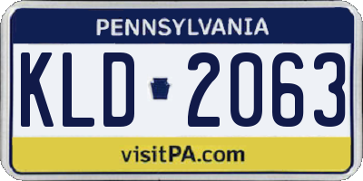 PA license plate KLD2063