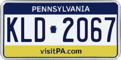PA license plate KLD2067
