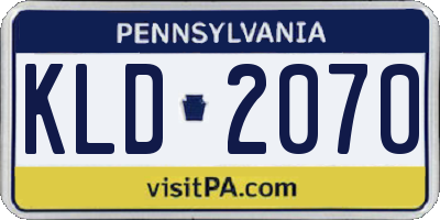 PA license plate KLD2070