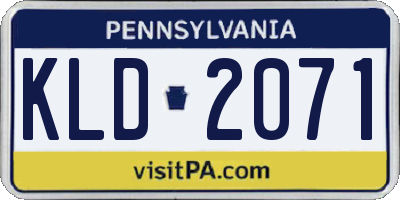 PA license plate KLD2071