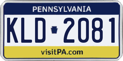 PA license plate KLD2081