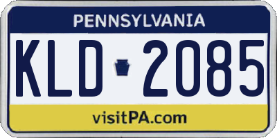 PA license plate KLD2085