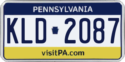 PA license plate KLD2087