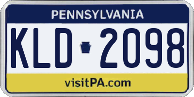 PA license plate KLD2098