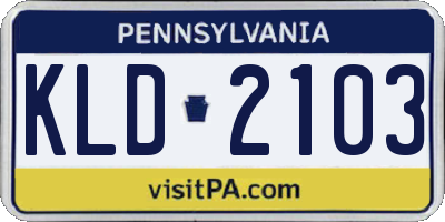 PA license plate KLD2103