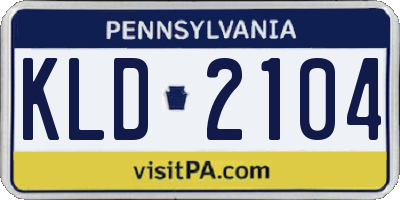 PA license plate KLD2104