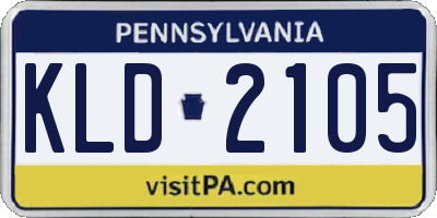 PA license plate KLD2105