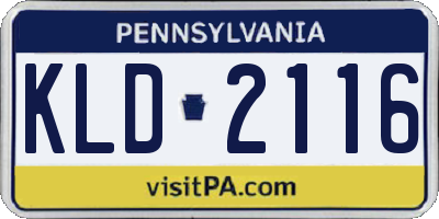 PA license plate KLD2116