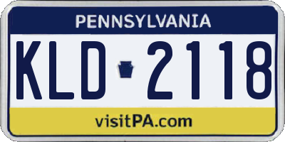 PA license plate KLD2118