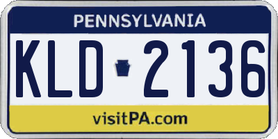 PA license plate KLD2136