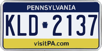 PA license plate KLD2137
