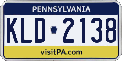PA license plate KLD2138