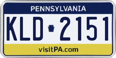 PA license plate KLD2151
