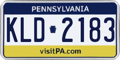 PA license plate KLD2183