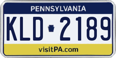 PA license plate KLD2189