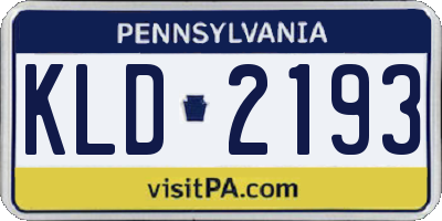 PA license plate KLD2193