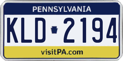 PA license plate KLD2194