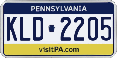 PA license plate KLD2205