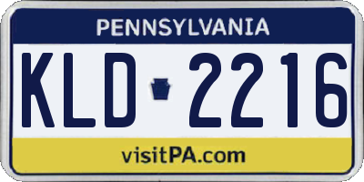 PA license plate KLD2216