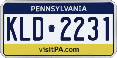 PA license plate KLD2231