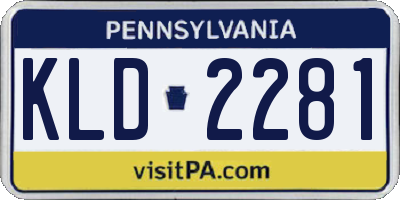 PA license plate KLD2281