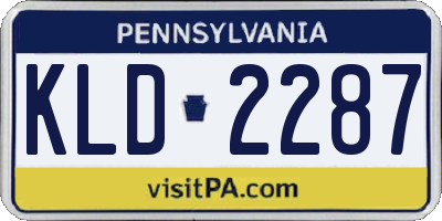 PA license plate KLD2287